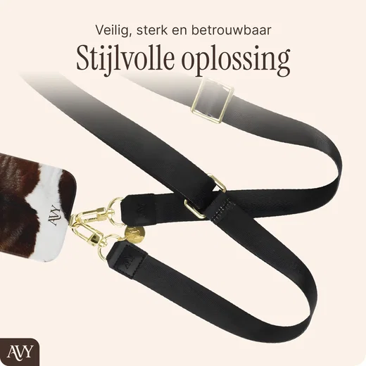 AVY Verstelbaar Nylon Crossbody Telefoonkoord (130CM) Black afbeelding 2