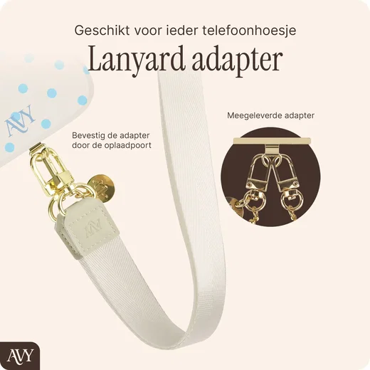 AVY Verstelbaar Nylon Crossbody Telefoonkoord (130CM) Beige afbeelding 7