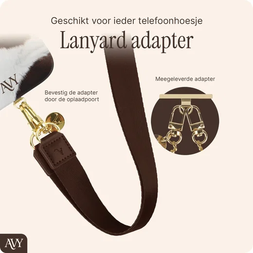 AVY Verstelbaar Nylon Crossbody Telefoonkoord (130CM) Brown afbeelding 7
