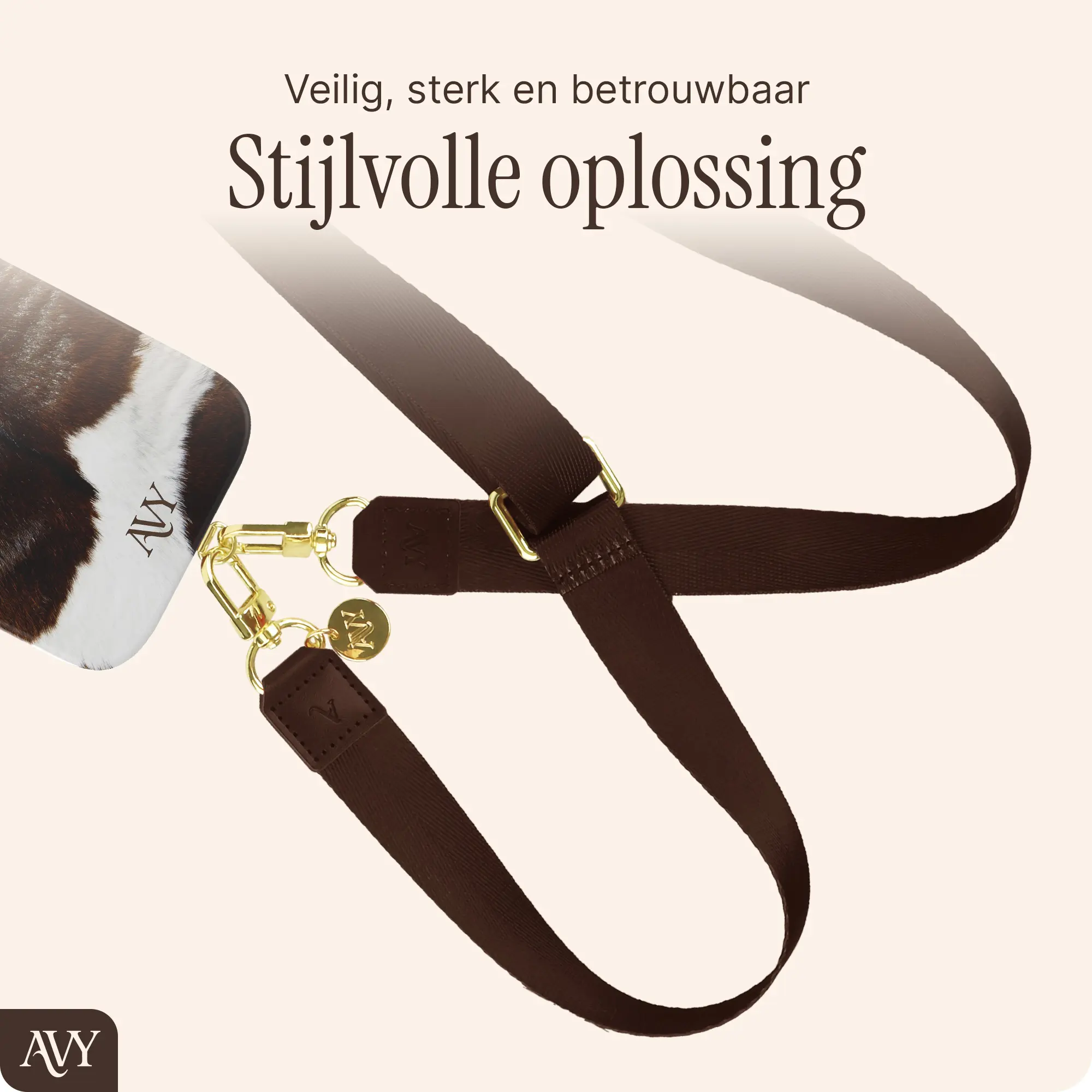 AVY Verstelbaar Nylon Crossbody Telefoonkoord (130CM) Brown afbeelding 5