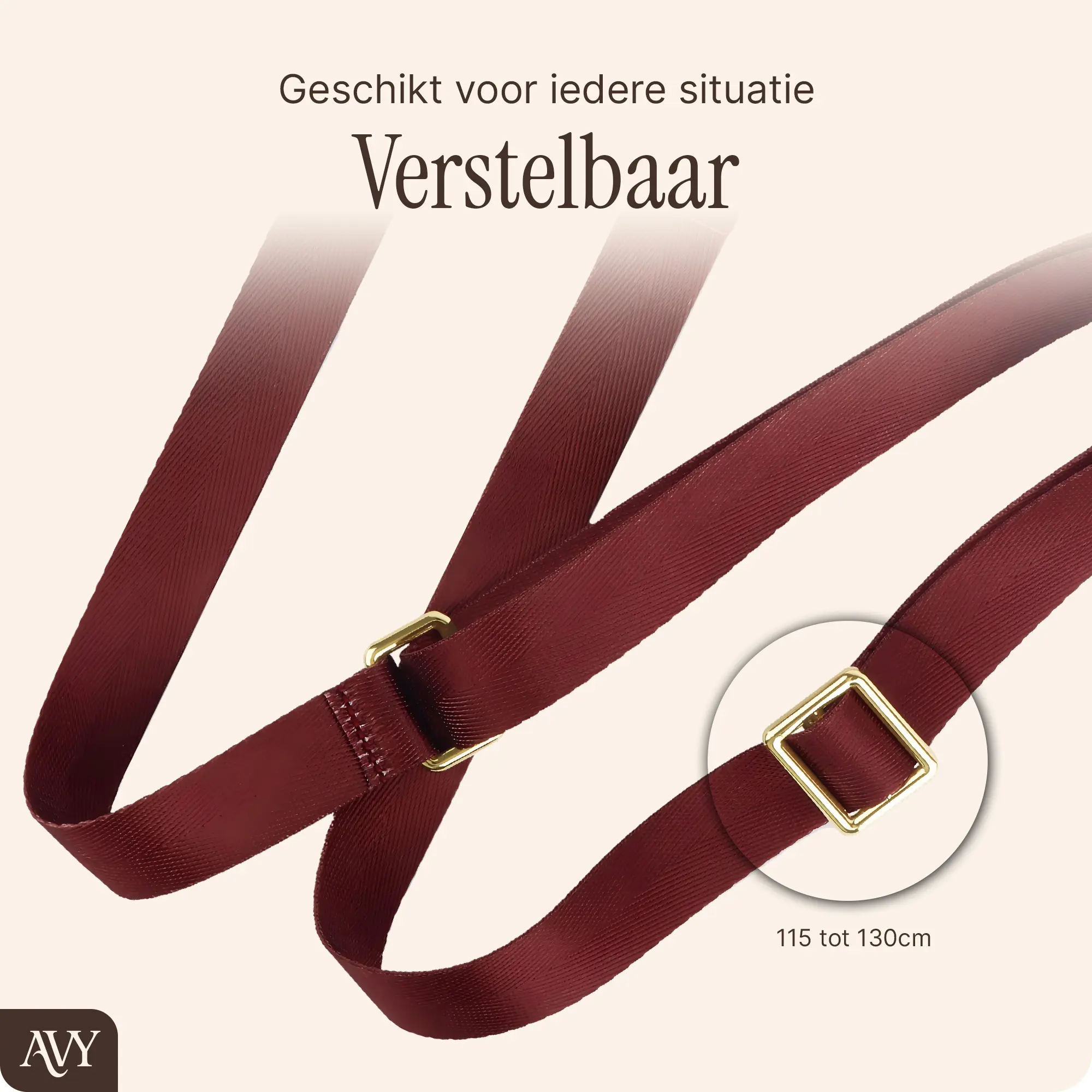 AVY Verstelbaar Nylon Crossbody Telefoonkoord (130CM) Burgundy afbeelding 4