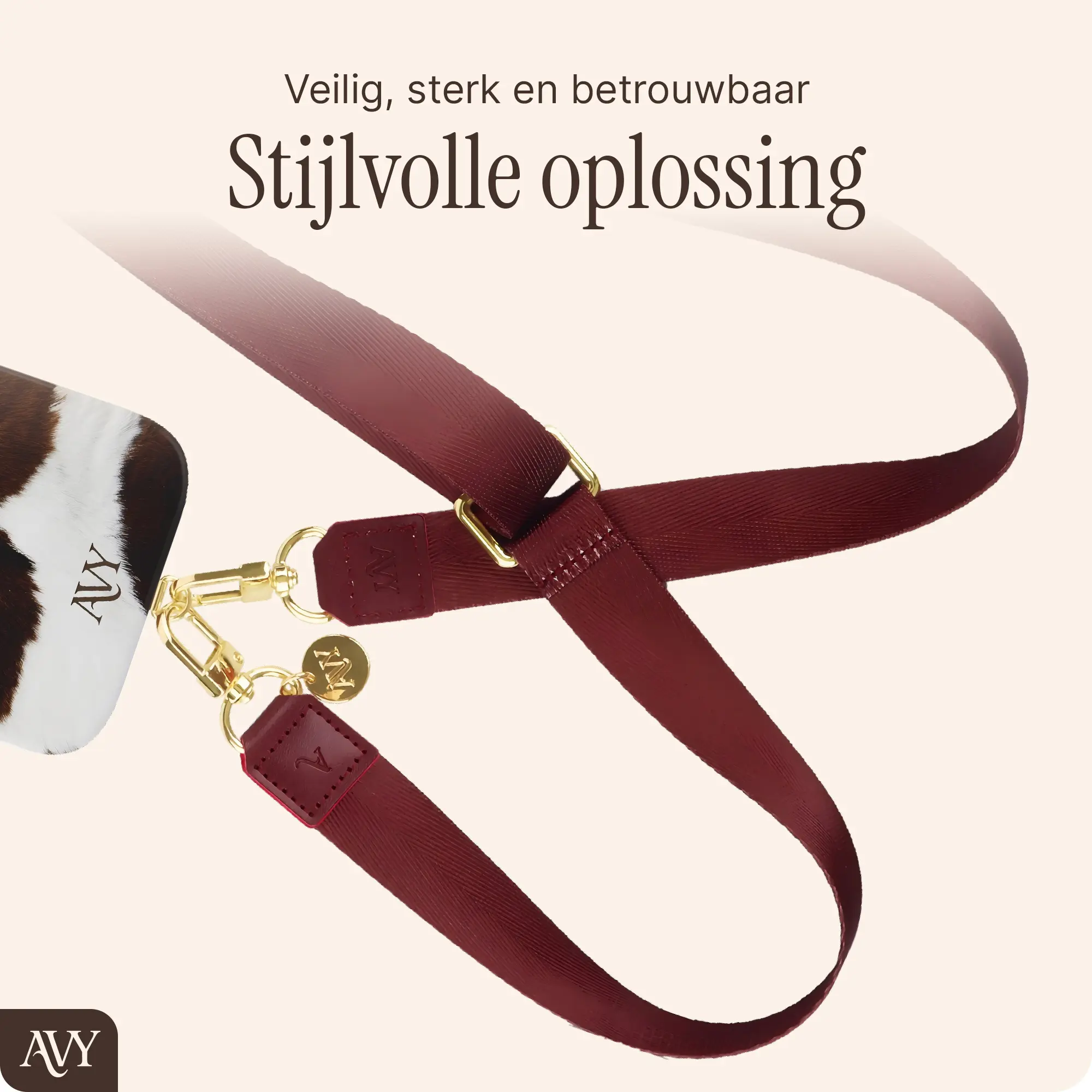 AVY Verstelbaar Nylon Crossbody Telefoonkoord (130CM) Burgundy afbeelding 3