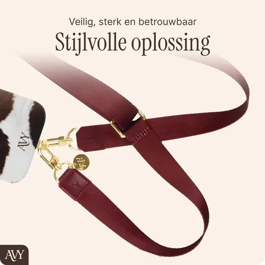 AVY Verstelbaar Nylon Crossbody Telefoonkoord (130CM) Burgundy afbeelding 3