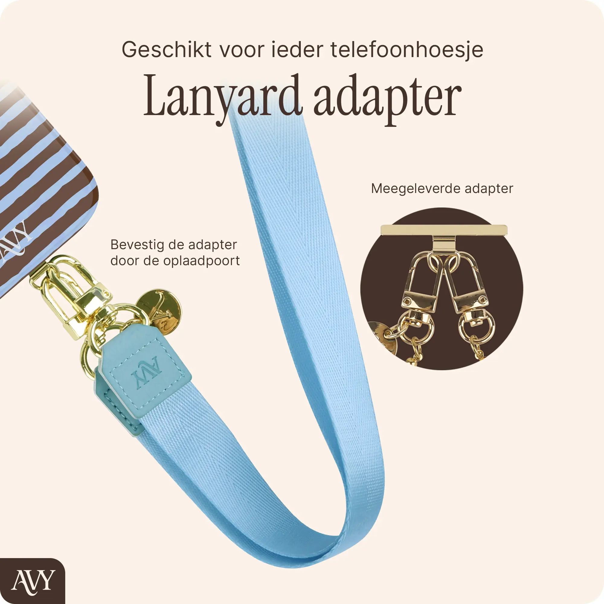 AVY Verstelbaar Nylon Crossbody Telefoonkoord (130CM) Blue afbeelding 6