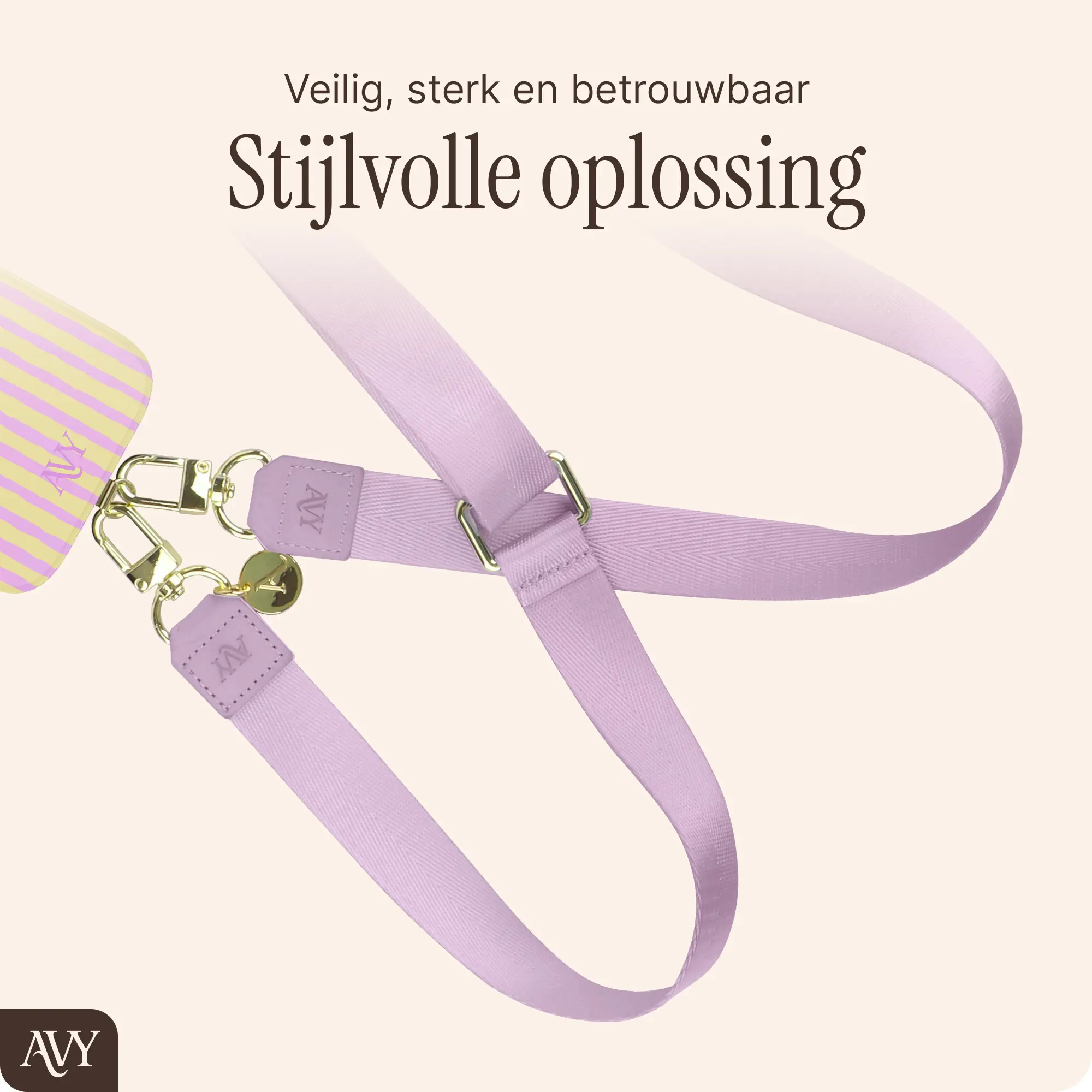 AVY Verstelbaar Nylon Crossbody Telefoonkoord (130CM) Purple afbeelding 6