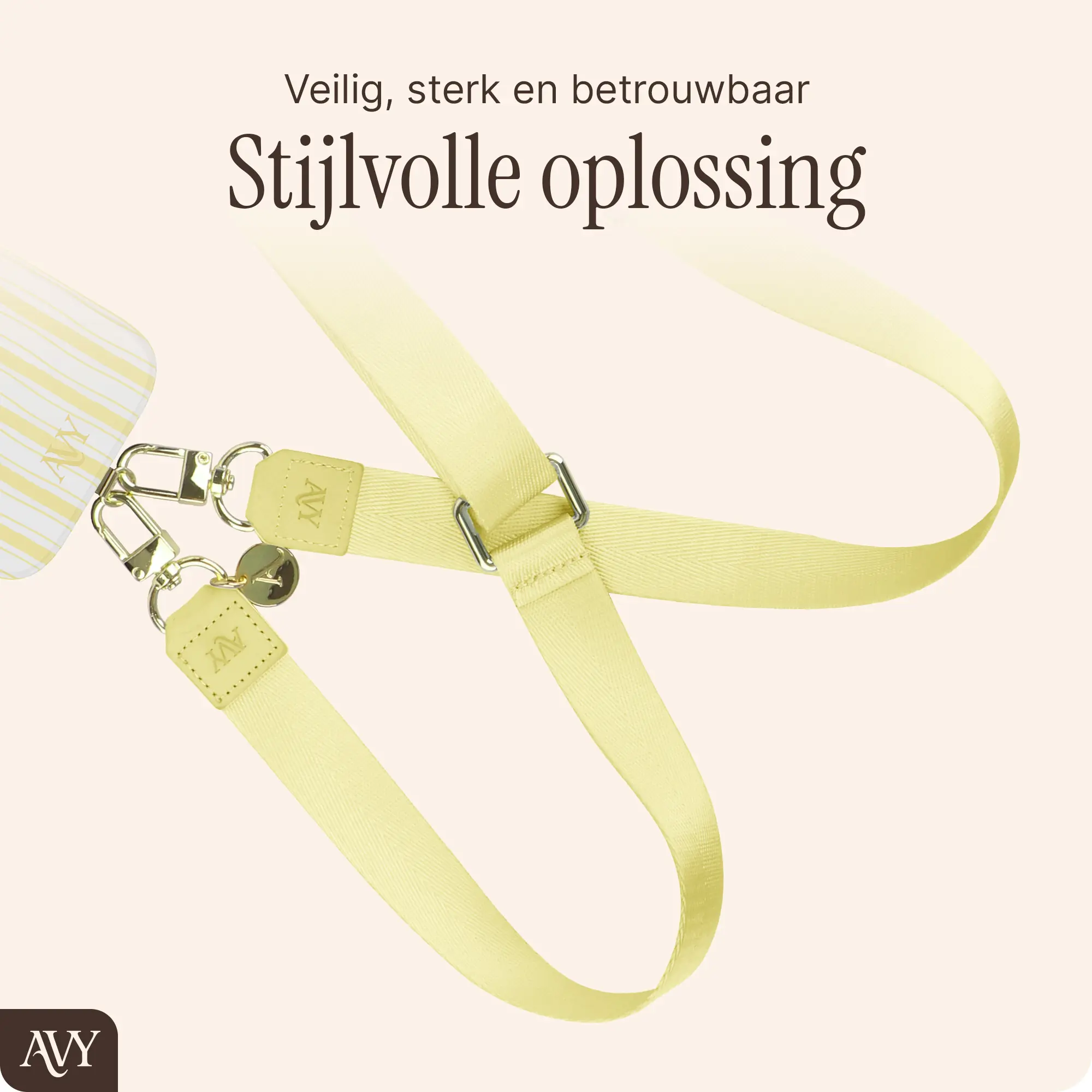 AVY Verstelbaar Nylon Crossbody Telefoonkoord (130CM) Butter Yellow afbeelding 3