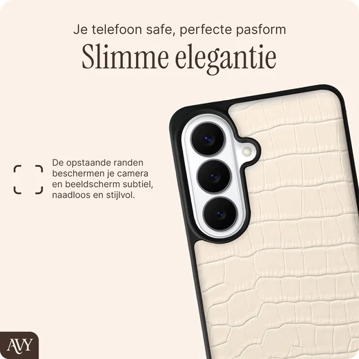 AVY Samsung Galaxy S26 Hoesje met Koord Haakjes MagSafe Leer Croco Beige afbeelding 8
