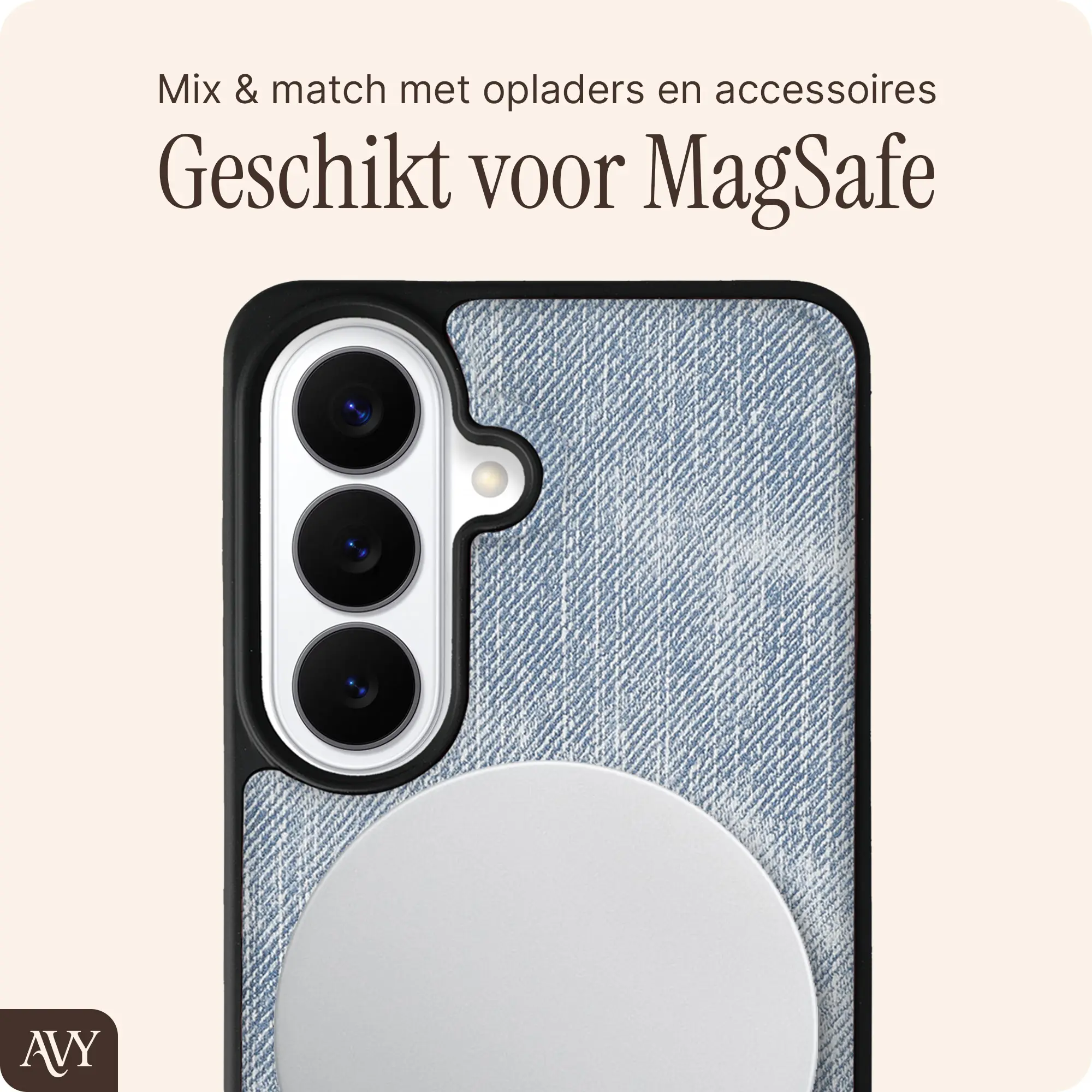 AVY Samsung Galaxy S26 Hoesje met Koord Haakjes MagSafe Denim afbeelding 7