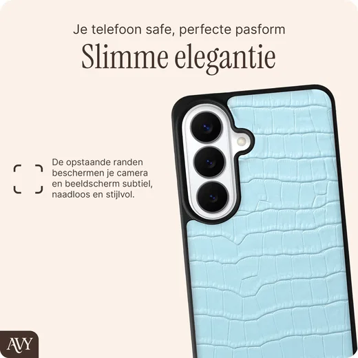 AVY Samsung Galaxy S26 Plus Hoesje met Koord Haakjes MagSafe Leer Croco Blauw afbeelding 8