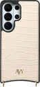 AVY Samsung Galaxy S26 Ultra Hoesje met Koord Haakjes MagSafe Leer Croco Beige