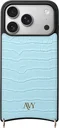 AVY Apple iPhone 17 Pro Hoesje met Koord Haakjes MagSafe Leer Croco Blauw