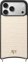 AVY Apple iPhone 17 Pro Max Hoesje met Koord Haakjes MagSafe Leer Croco Beige
