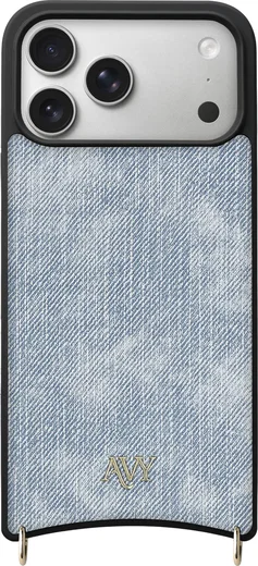 AVY Apple iPhone 17 Pro Max Hoesje met Koord Haakjes MagSafe Denim afbeelding 1