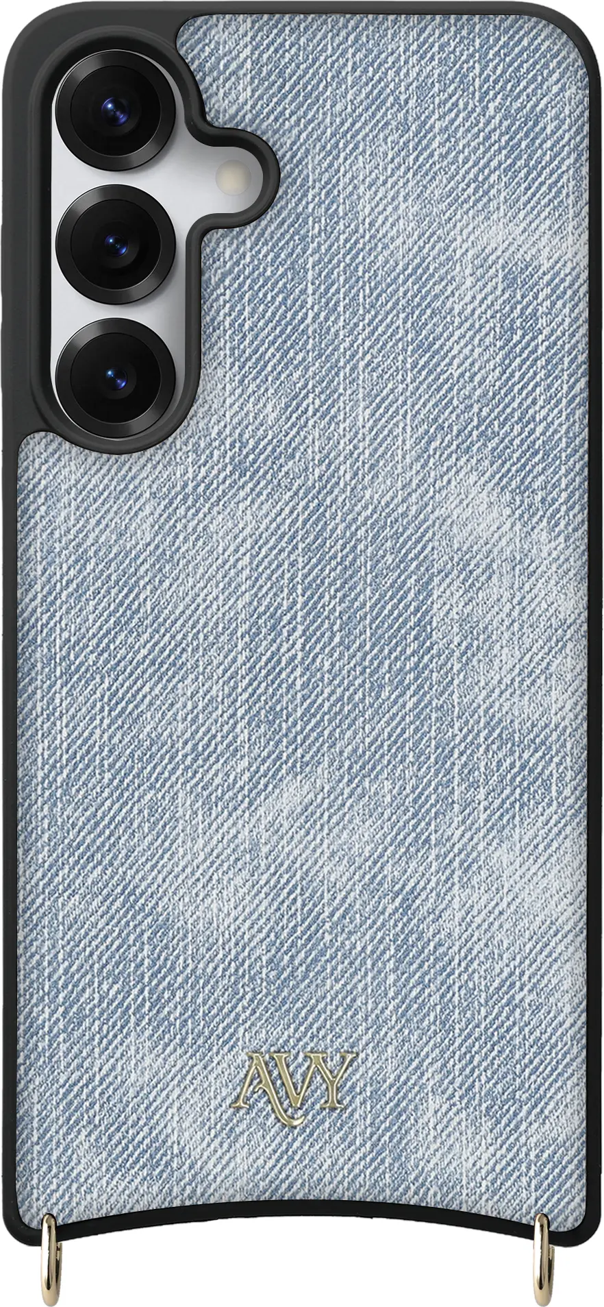 AVY Samsung Galaxy S25 / S24 Hoesje met Koord Haakjes MagSafe Denim afbeelding 1