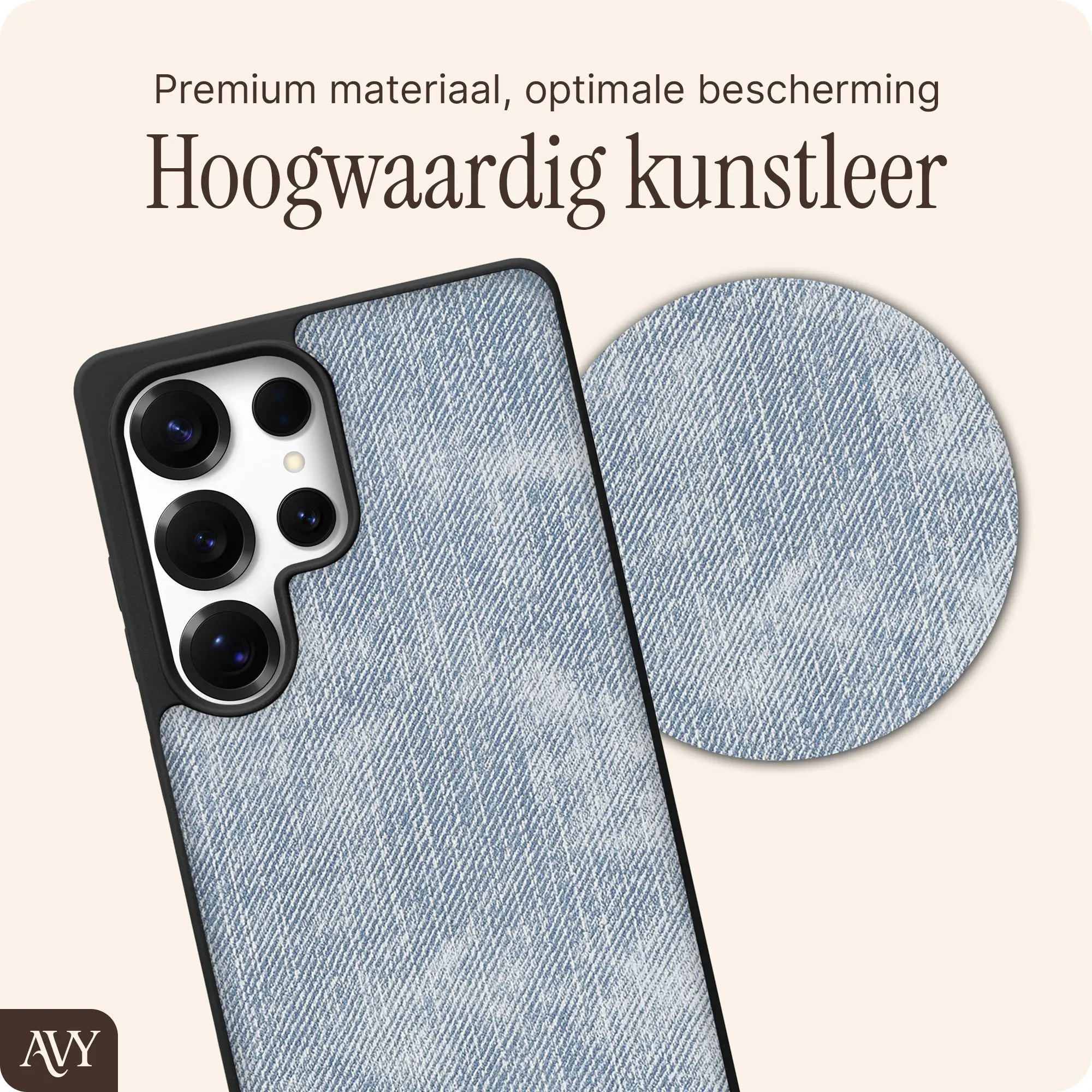 AVY Samsung Galaxy S25 Ultra Hoesje met Koord Haakjes MagSafe Denim afbeelding 6