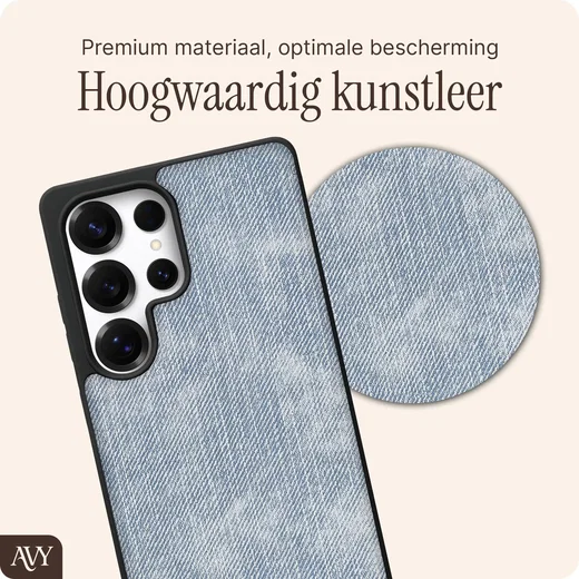 AVY Samsung Galaxy S25 Ultra Hoesje met Koord Haakjes MagSafe Denim afbeelding 6