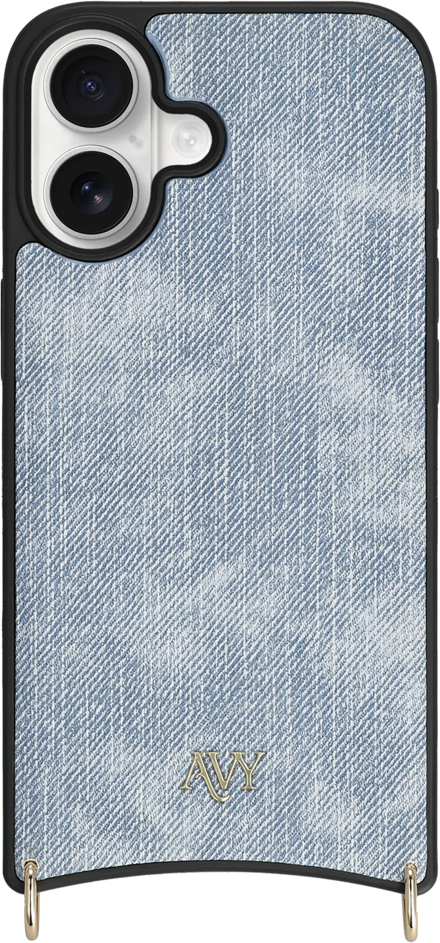 AVY Apple iPhone 16 Hoesje met Koord Haakjes MagSafe Denim afbeelding 1