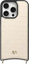 AVY Apple iPhone 16 Pro Max Hoesje met Koord Haakjes MagSafe Leer Croco Beige