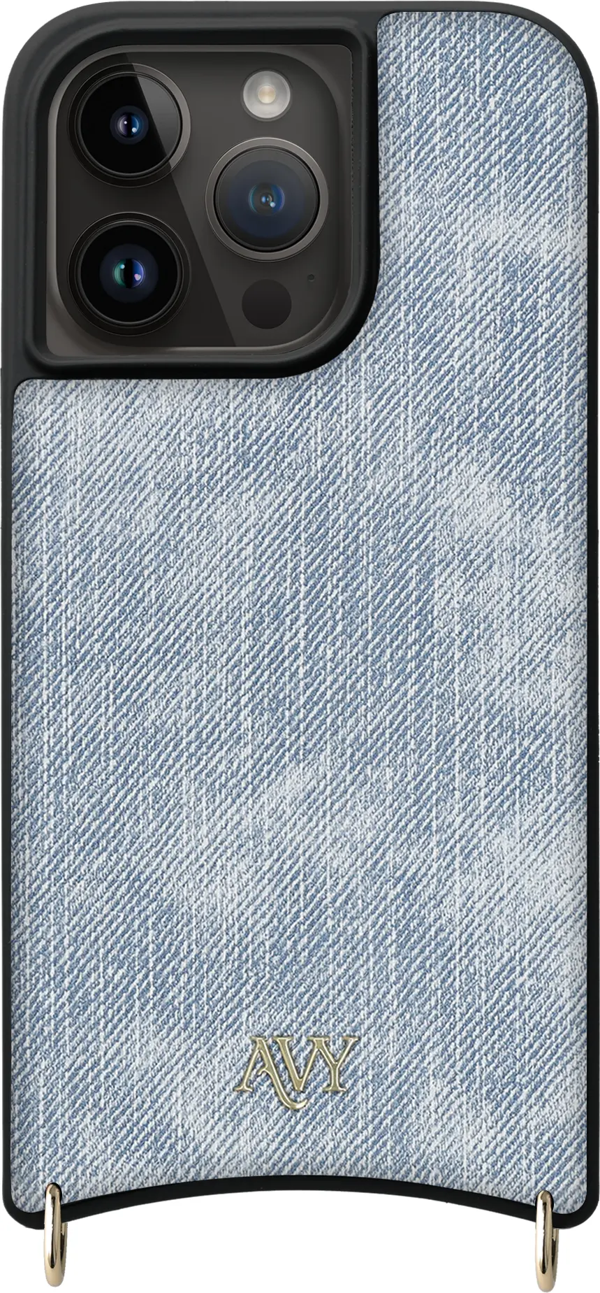 AVY Apple iPhone 15 Pro Hoesje met Koord Haakjes MagSafe Denim afbeelding 1