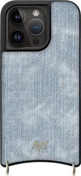 AVY Apple iPhone 15 Pro Hoesje met Koord Haakjes MagSafe Denim