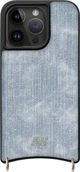 AVY Apple iPhone 15 Pro Hoesje met Koord Haakjes MagSafe Denim afbeelding