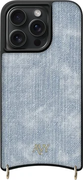 AVY Apple iPhone 15 Pro Max Hoesje met Koord Haakjes MagSafe Denim