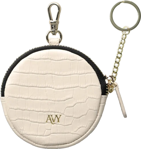 AVY Mini Telefoontasje / Phone Bag Pouch met Rits en Haakje Leer Croco Beige afbeelding 1