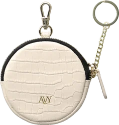 AVY Mini Telefoontasje / Phone Bag Pouch met Rits en Haakje Leer Croco Beige afbeelding