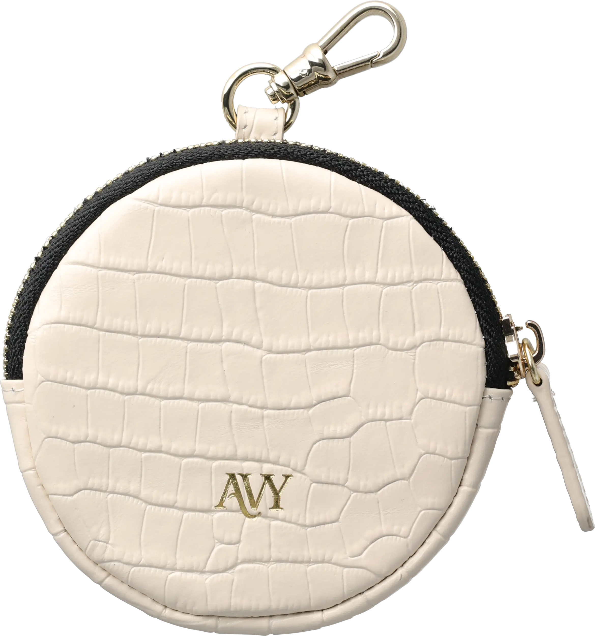 AVY Mini Telefoontasje / Phone Bag Pouch met Rits en Haakje Leer Croco Beige afbeelding 4