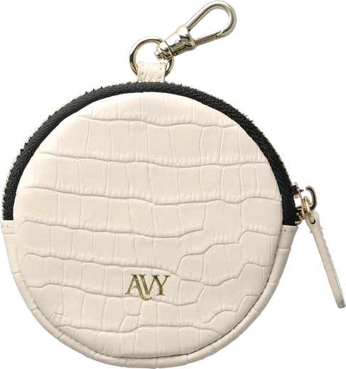 AVY Mini Telefoontasje / Phone Bag Pouch met Rits en Haakje Leer Croco Beige afbeelding 4