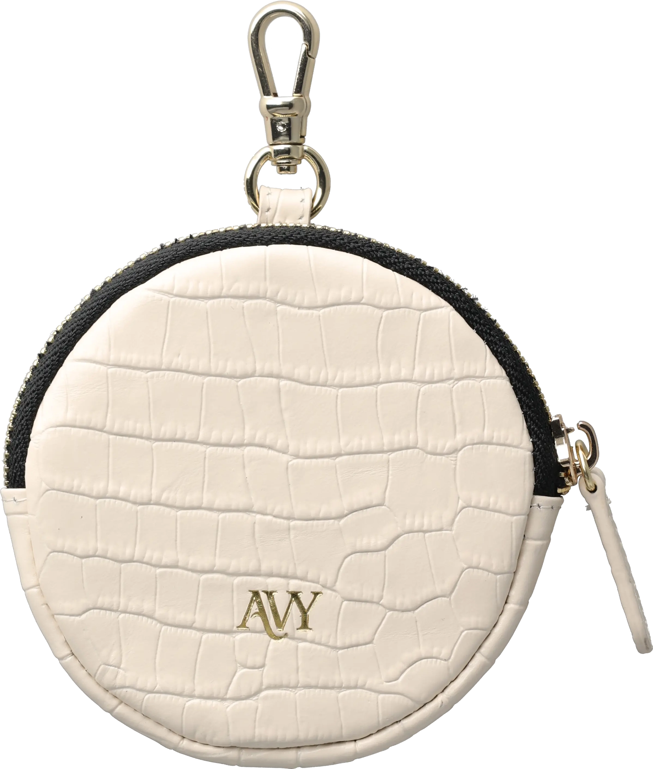 AVY Mini Telefoontasje / Phone Bag Pouch met Rits en Haakje Leer Croco Beige afbeelding 7