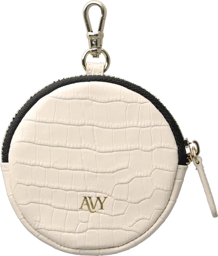 AVY Mini Telefoontasje / Phone Bag Pouch met Rits en Haakje Leer Croco Beige afbeelding 7