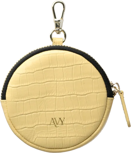 AVY Mini Telefoontasje / Phone Bag Pouch met Rits en Haakje Leer Croco Geel afbeelding 11