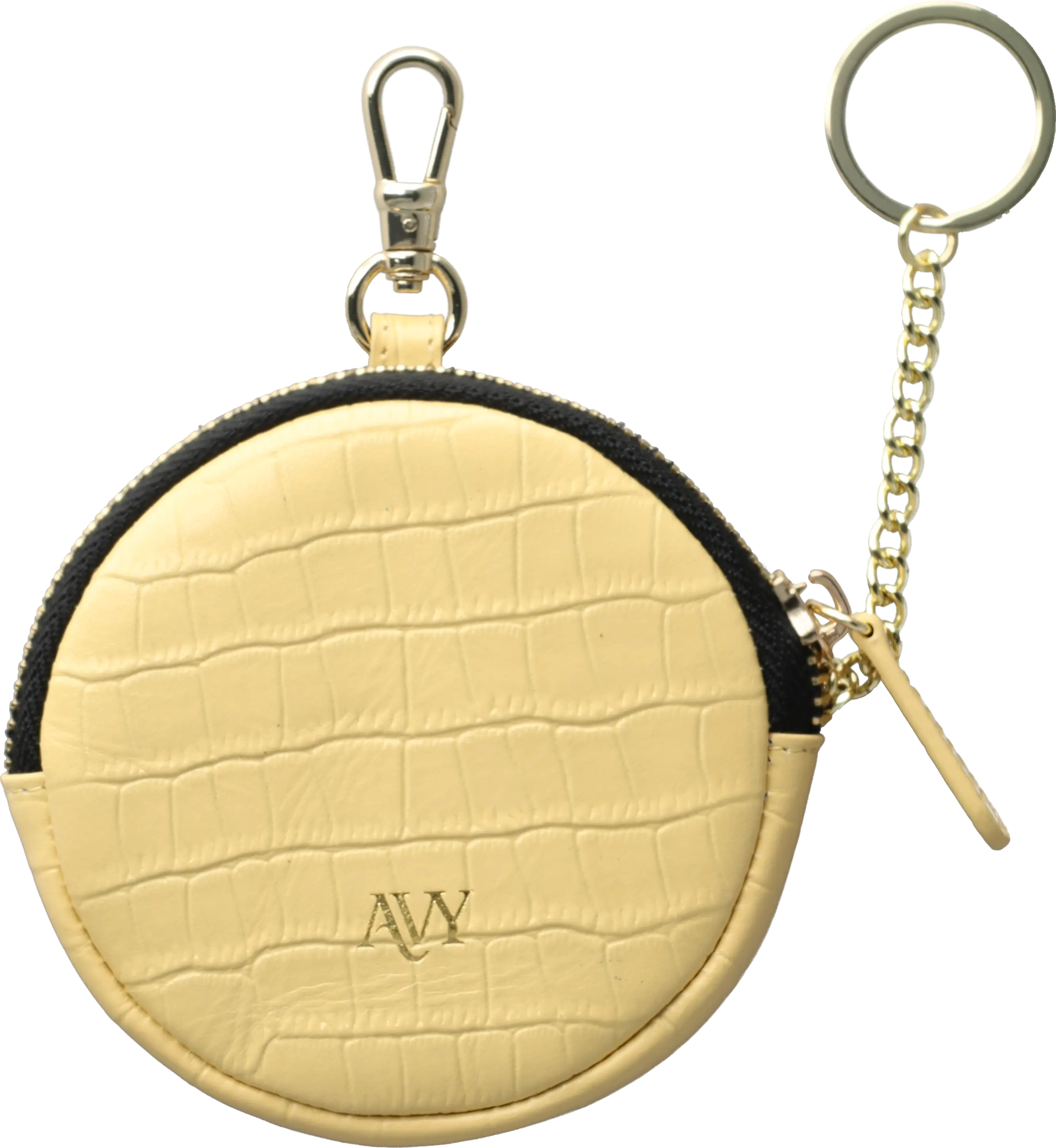 AVY Mini Telefoontasje / Phone Bag Pouch met Rits en Haakje Leer Croco Geel afbeelding 1