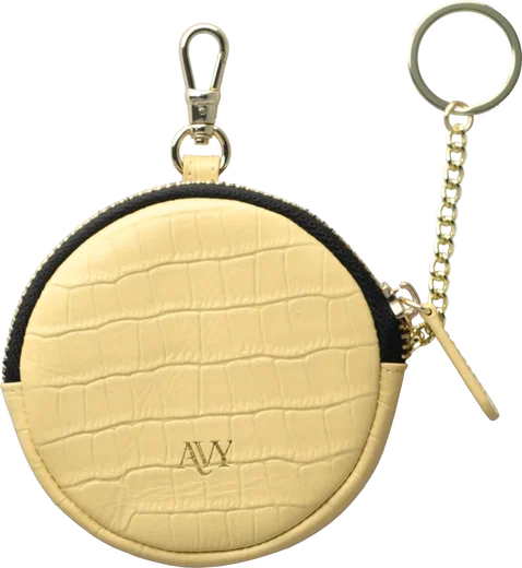 AVY Mini Telefoontasje / Phone Bag Pouch met Rits en Haakje Leer Croco Geel afbeelding 1