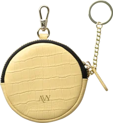 AVY Mini Telefoontasje / Phone Bag Pouch met Rits en Haakje Leer Croco Geel afbeelding