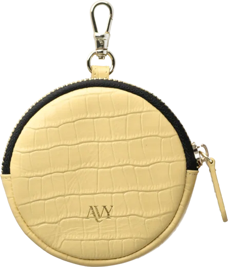 AVY Mini Telefoontasje / Phone Bag Pouch met Rits en Haakje Leer Croco Geel afbeelding 10