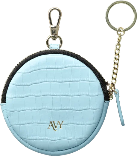 AVY Mini Telefoontasje / Phone Bag Pouch met Rits en Haakje Leer Croco Blauw afbeelding 1