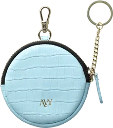 AVY Mini Telefoontasje / Phone Bag Pouch met Rits en Haakje Leer Croco Blauw afbeelding