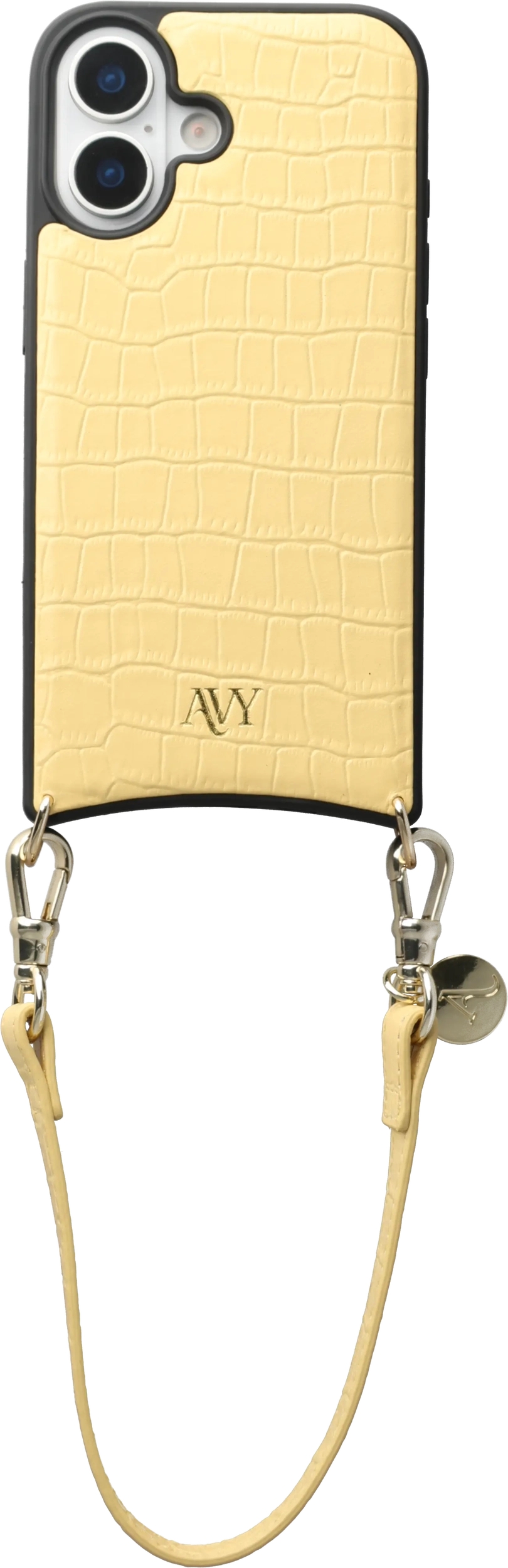 AVY Armband / Polsband Telefoonkoord (30CM) Leather Croco Geel afbeelding 9