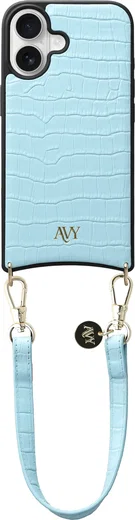 AVY Armband / Polsband Telefoonkoord (30CM) Leather Croco Blauw afbeelding 9