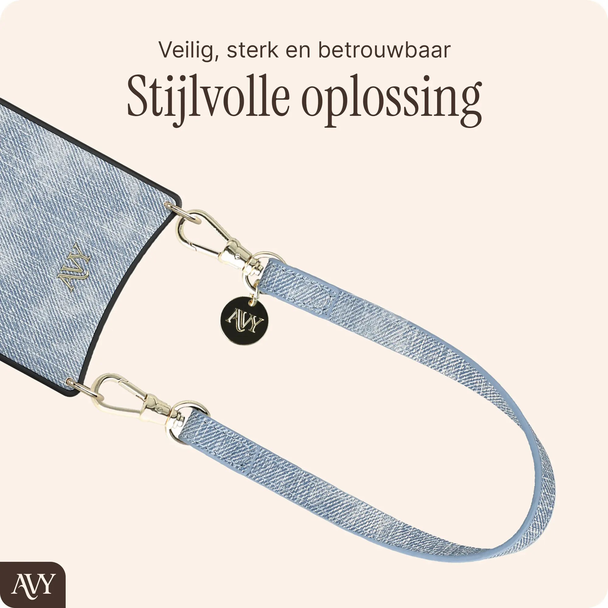 AVY Armband / Polsband Telefoonkoord (30CM) Denim afbeelding 7