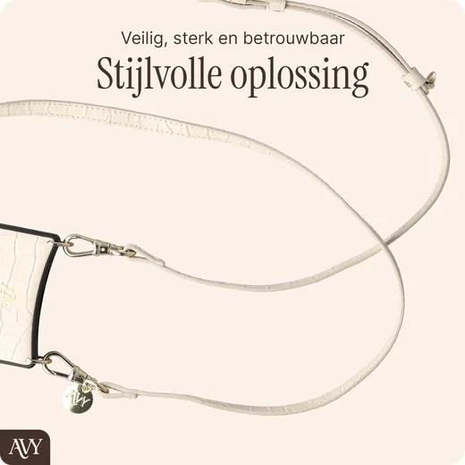 AVY Verstelbaar Crossbody Telefoonkoord (130CM) Leather Croco Beige afbeelding 6