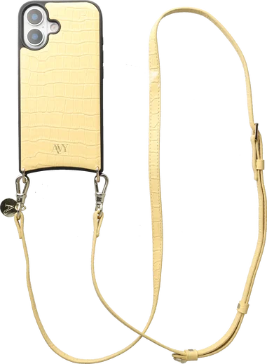 AVY Verstelbaar Crossbody Telefoonkoord (130CM) Leather Croco Geel afbeelding 9