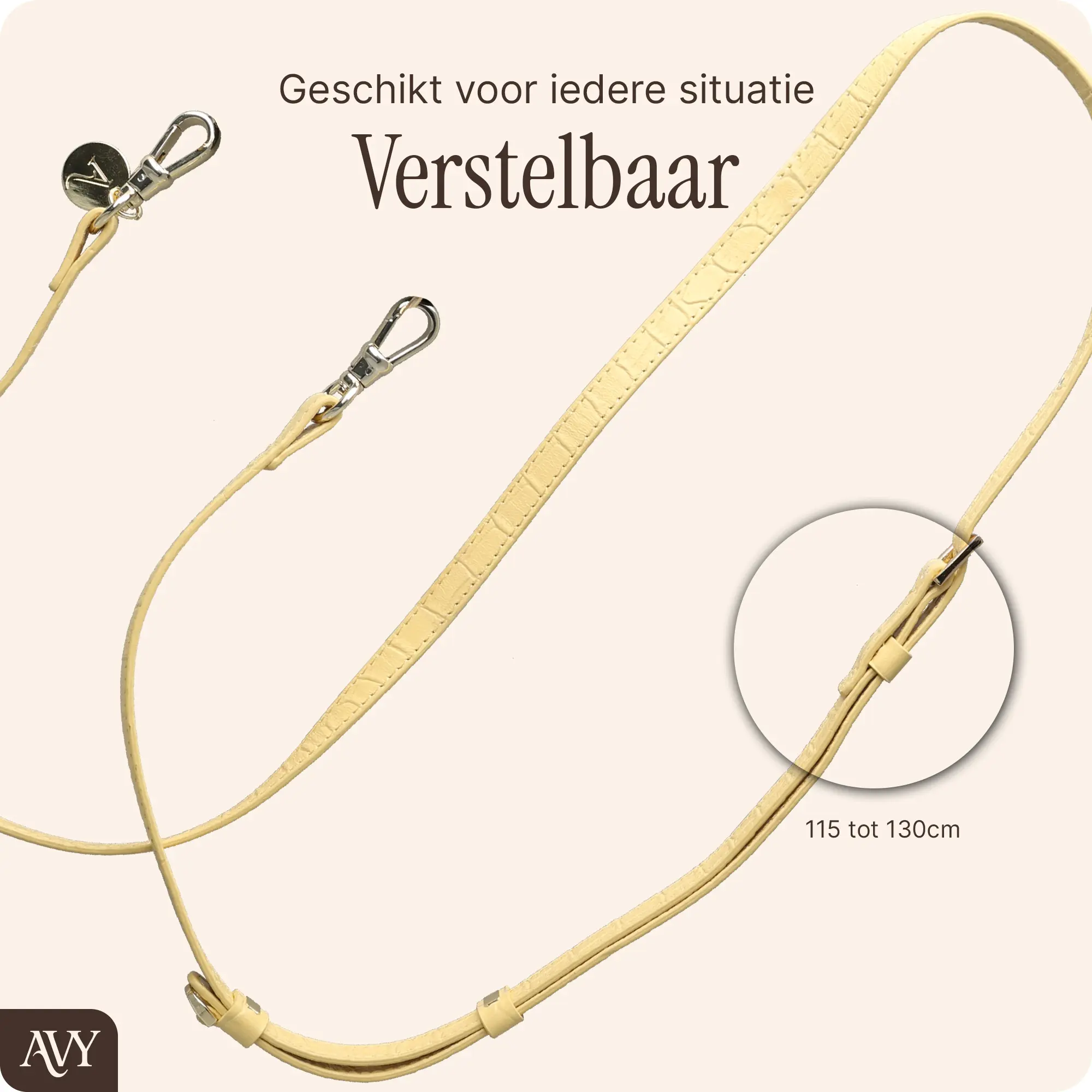 AVY Verstelbaar Crossbody Telefoonkoord (130CM) Leather Croco Geel afbeelding 6