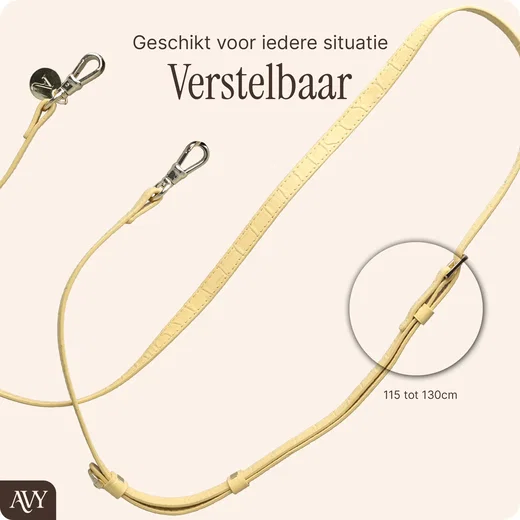 AVY Verstelbaar Crossbody Telefoonkoord (130CM) Leather Croco Geel afbeelding 6