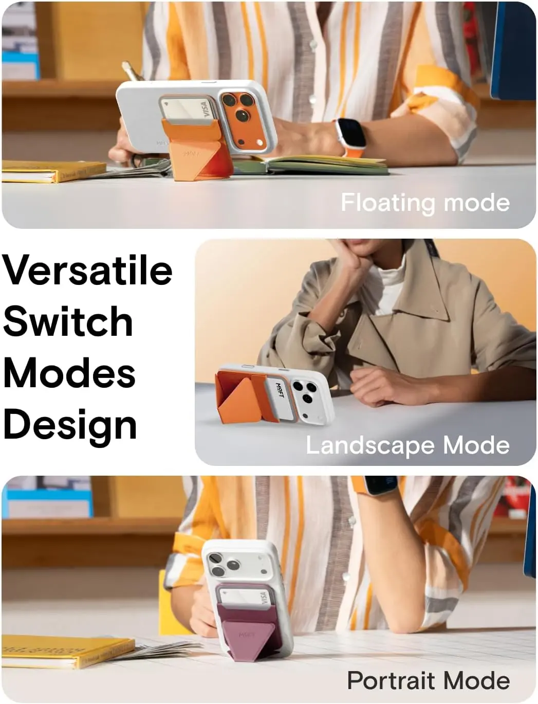 MOFT MagSafe Pasjeshouder met Standaard en Apple Find My Oranje afbeelding 9