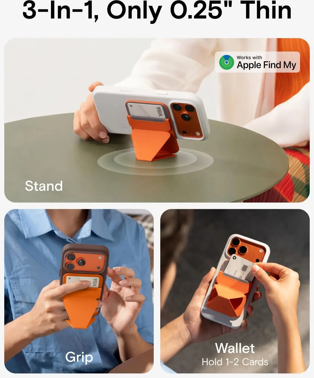 MOFT MagSafe Pasjeshouder met Standaard en Apple Find My Oranje afbeelding 7