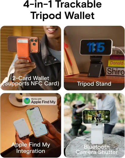 MOFT Tripod Wallet MOVAS MagSafe Kaarthouder met Standaard en Zoek Mijn Zwart afbeelding 4