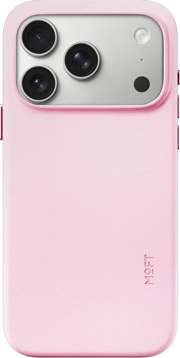 MOFT MOVAS Snap iPhone 17 Pro Hoesje MagSafe Vegan Leer Back Cover Roze afbeelding 1
